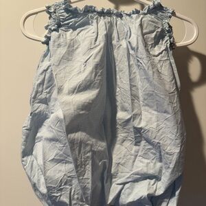 Makie Blue Checkered Newborn Balloon Onsie